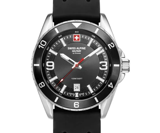 Swiss alpine military black silicone chronograph watch cheap