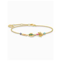 Thomas Sabo A2150-488-7-L19V Vergoldetes Armband mit Kaktus Palme u. bunten Steinen
