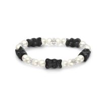 Thomas Sabo A2170-052-11-L17 Perlenarmband mit 5 schwarzen Goldbären