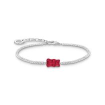 Thomas Sabo A2187-052-10 Silbernes Tennisarmband mit rotem Goldbären 16-19 cm