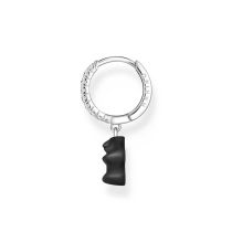 Thomas Sabo CR726-052-11 Silberne Einzel-Creole mit schwarzem Goldbären Anhänger Damen