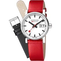 Mondaine MSE.30210.LCV.SET Damenuhr evo2 SBB vegan Set m. zwei Bändern 30mm 3ATM