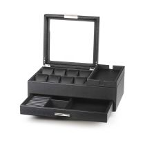 Rothenschild RS-LF8WB2V-BL Uhren-, und Accessoires-Box aus Kunstleder [6] schwarz mit Schublade