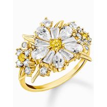 Thomas Sabo TR2335-414-4-54 Cocktailring Blume mit Steinen vergoldet Damen