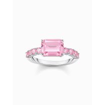 Thomas Sabo TR2451-051-9-56 Silberner Solitärring mit pinkfarbenen Steinen Damen