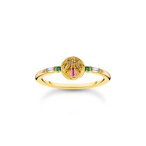 Thomas Sabo TR2457-488-7-56 Vergoldeter Ring mit Palme und bunten Steinen Damen