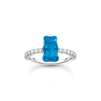 Thomas Sabo TR2459-052-1-52 Silberner Ring mit pinkfarbenem Goldbären und Zirkonia Damen