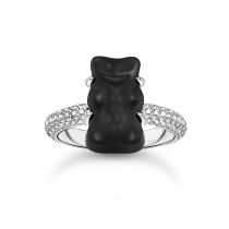 Thomas Sabo TR2478-052-11-56 Silberner Ring mit schwarzem Goldbären und Zirkonia Damen