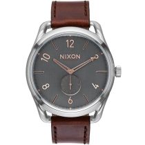NIXON A465-2064 C45 Leather Gray Rose Gold Herrenuhr 45mm 10ATM