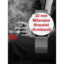 Seiko M188112J0 silbernes Edelstahl Milanaise-Armband 22 mm