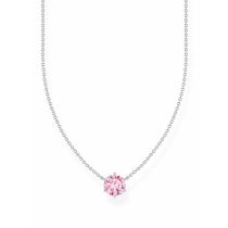 Thomas Sabo KE2210-051-9-L45V Silberne Kette mit pinkfarbenem Zirkonia-Anhänger 40-45 cm Damen
