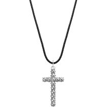 Rebel & Rose NL028-S-70 Studded Cross Black Unisex Halskette 70cm