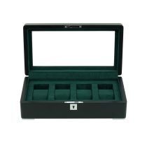 Rothenschild RS-3420-4-BL-GRE Uhrenbox schwarz [4] mit grünem Samt 