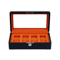 Rothenschild RS-3420-4-BL-ORA Uhrenbox schwarz [4] mit Orangem Samt 