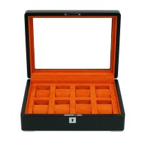 Rothenschild RS-3420-8-BL-ORA Uhrenbox schwarz [8] mit orangem Samt