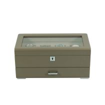 Rothenschild RS-3421-4-TA-TAN Uhrenbox braun [4] mit beigem Samt + Schublade