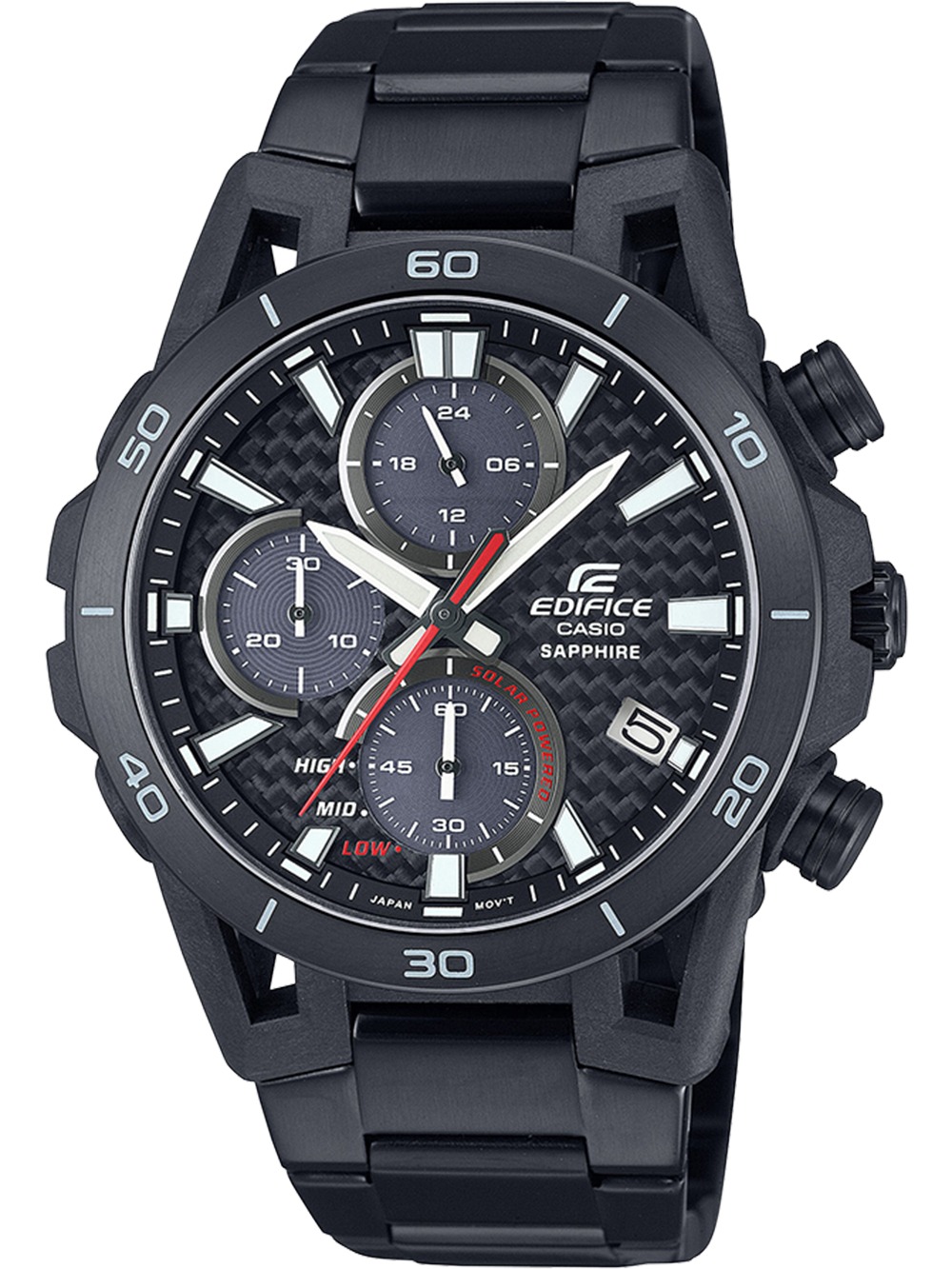 4549526377457 - Chronograph Armbanduhren schwarz Herren Armbanduhr Solar Herrenuhr Edelstahlarmband analog Tag 4549526377457 - Chronograph Armbanduhren schwarz Herren Armbanduhr Solar Herrenuhr Edelstahlarmband analog Tag