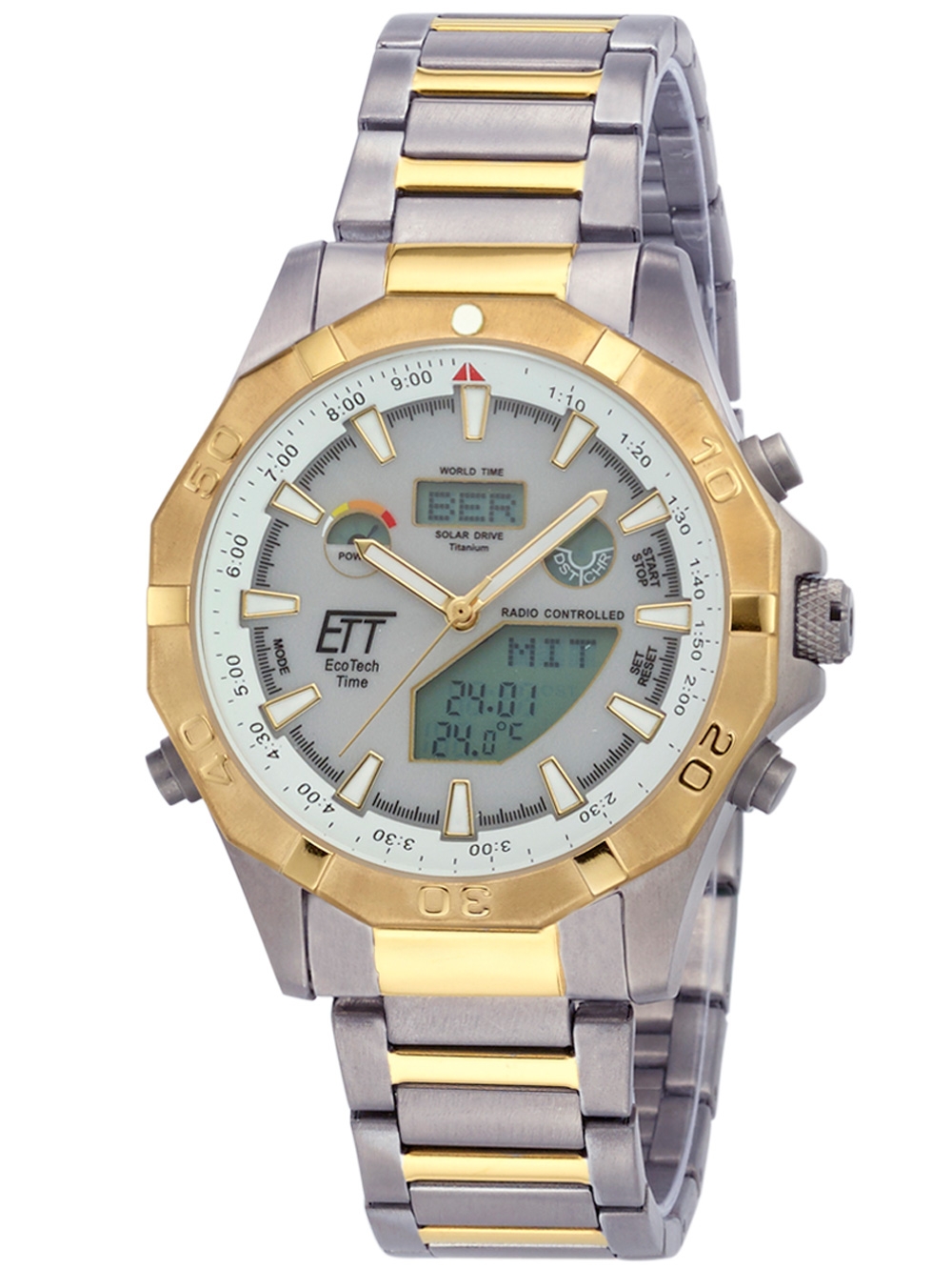 ETT EGT-11358-55M Solar Drive Funkuhr Alaska Chronograph Herrenuhr 44mm 5ATM