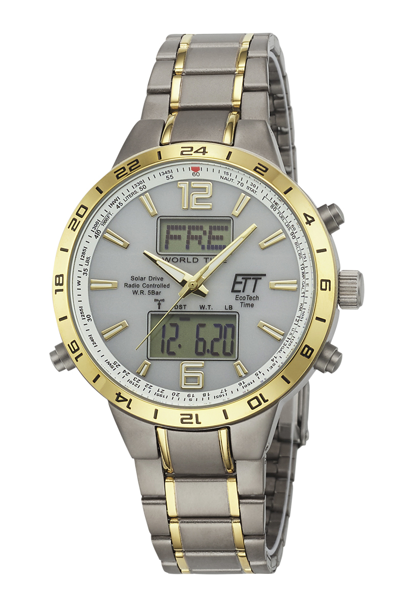 ETT EGT-11415-40M Herrenuhr Solar Titan Funkuhr 43mm 5ATM