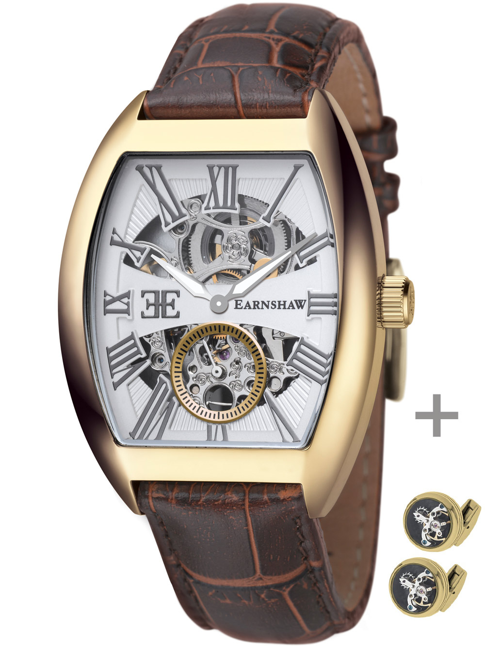 Earnshaw ES-8015-03 Set-Cufflinks Holborn Gent's Automatik Herrenuhr
