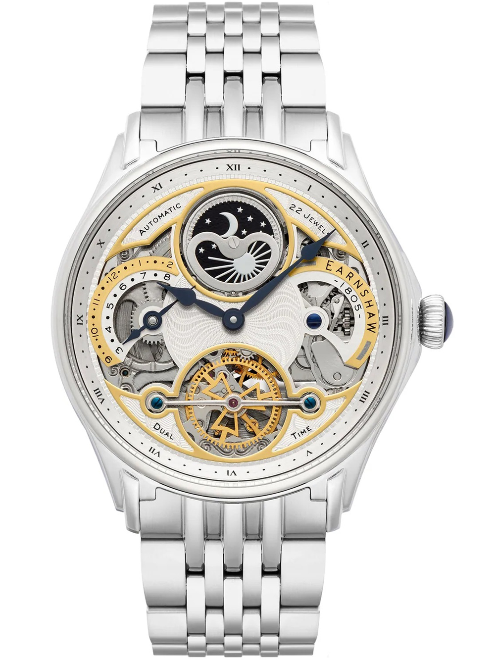 Thomas Earnshaw ES-8259-11 Nasmyth Sun Moon Dual Time Automatik Herrenuhr