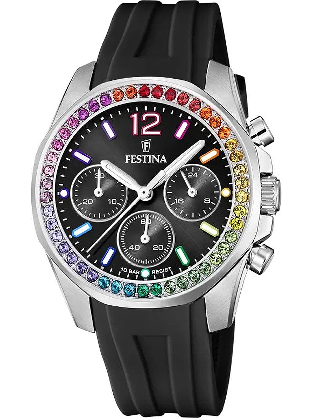 8430622789069 - Chronograph FESTINA Boyfriend F20610 3 Armbanduhren schwarz Damen Quarzuhren Armbanduhr Quarzuhr Damenuhr Stoppfunktion Regenbogen 8430622789069 - Chronograph FESTINA Boyfriend F20610 3 Armbanduhren schwarz Damen Quarzuhren Armbanduhr Quarzuhr Damenuhr Stoppfunktion Regenbogen