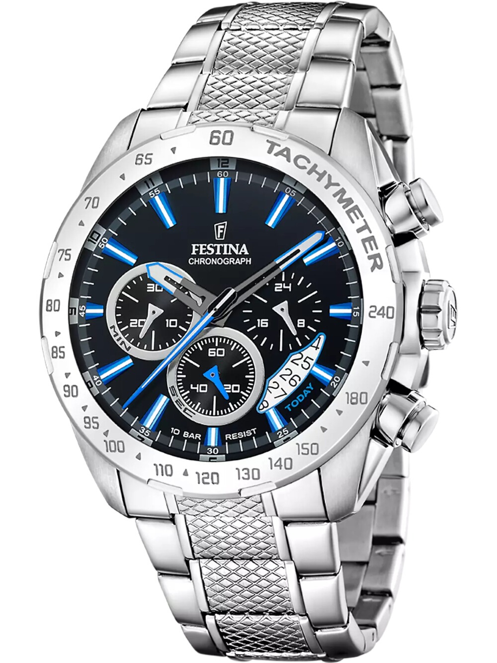 8430622814730 - Chronograph FESTINA Timeless Chronograph Armbanduhren silberfarben (silberfarben schwarz blau) Herren Quarzuhren Armbanduhr Quarzuhr Herrenuhr Stoppfunktion