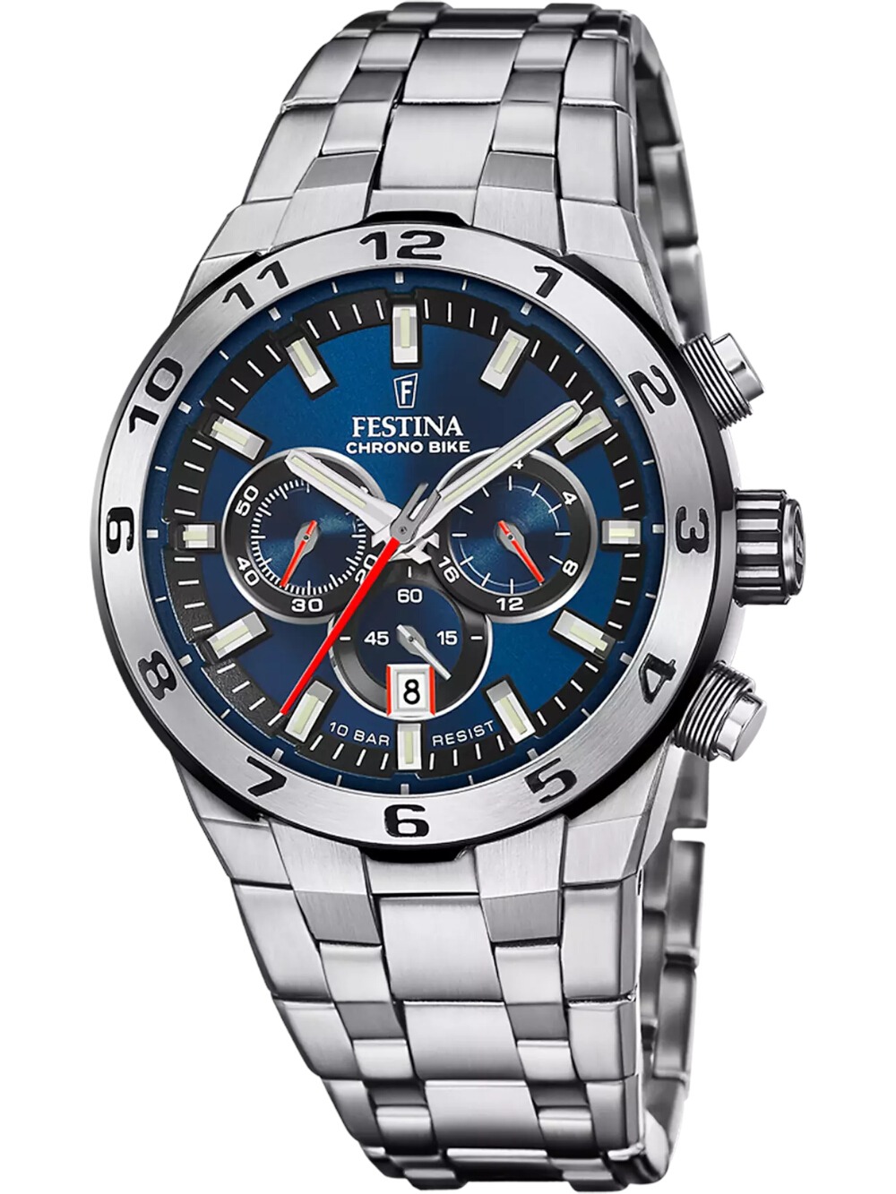 8430622816161 - Chronograph FESTINA Chrono Bike 2024 Armbanduhren silberfarben dunkelblau schwarz Herren Uhren