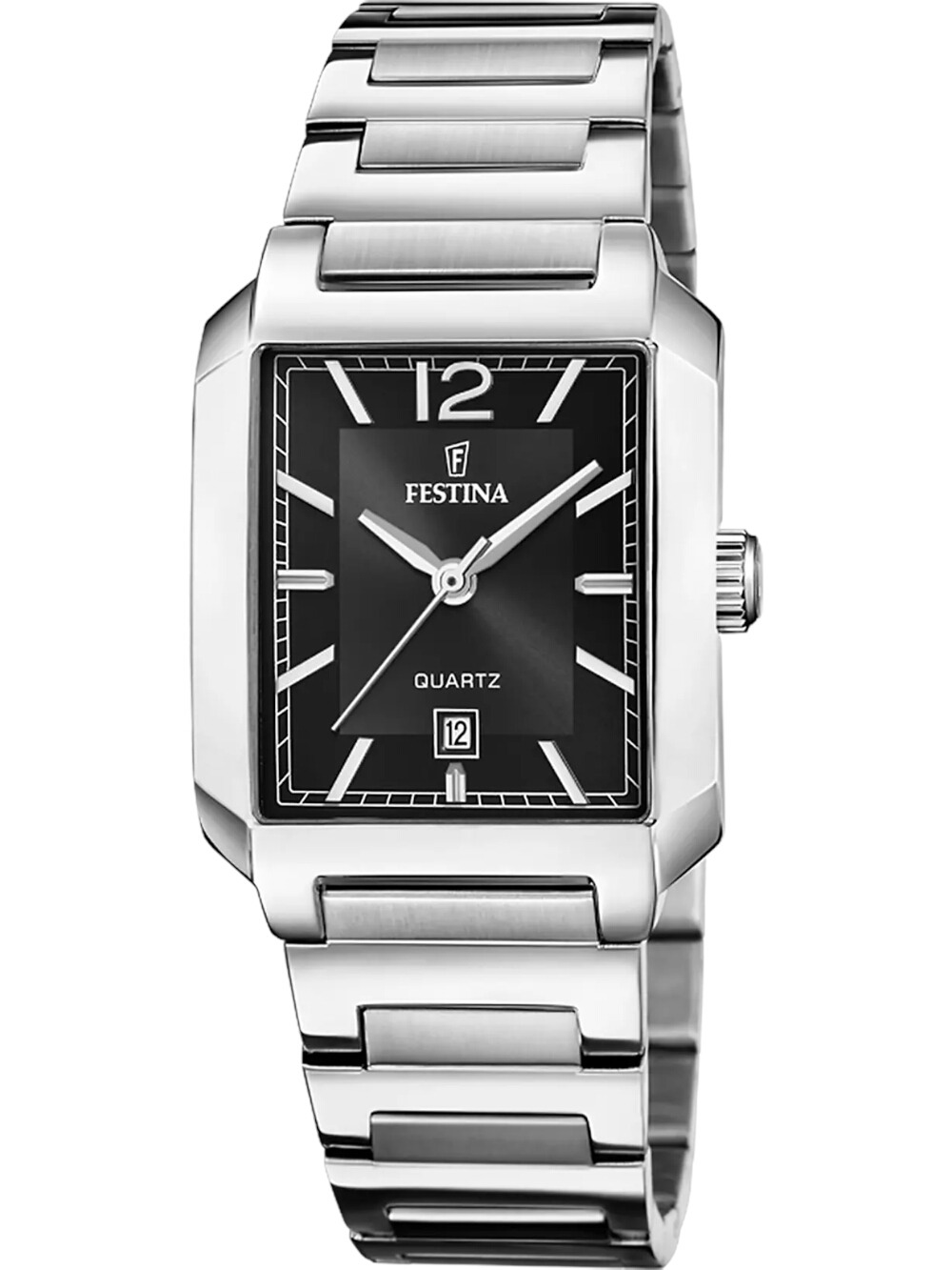 8430622819070 - Quarzuhr FESTINA On The Square Armbanduhren silberfarben schwarz Damen Quarzuhren