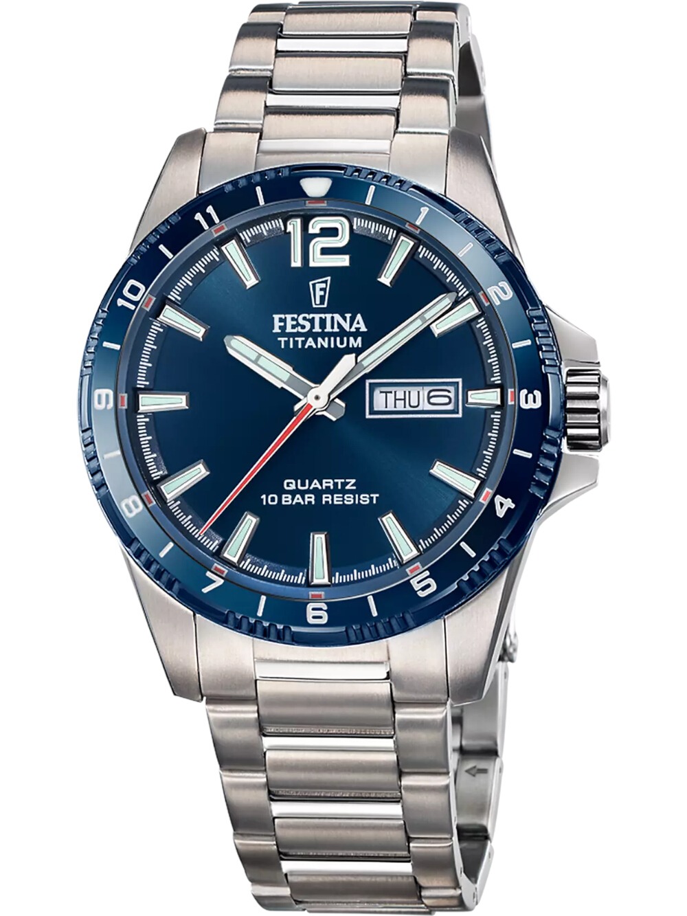 8430622830471 - Quarzuhr FESTINA Calendario Titanium Armbanduhren titansilberfarben blau Herren Armbanduhr Herrenuhr analog Tag Wochentag