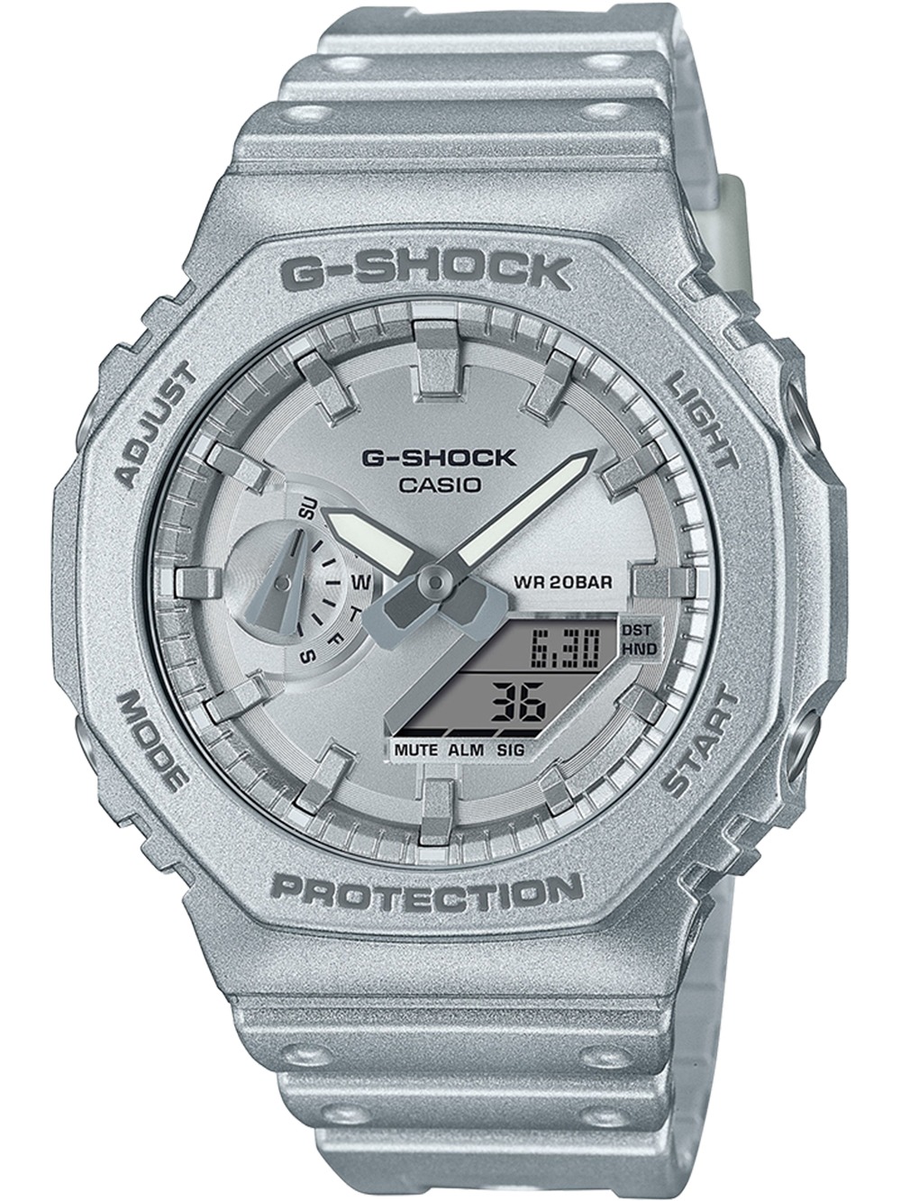 4549526355301 - Chronograph CASIO G-SHOCK GA-2100FF-8AER Armbanduhren silberfarben Herren Quarzuhren Quarzuhr Armbanduhr Herrenuhr digital bis 20 bar wasserdicht