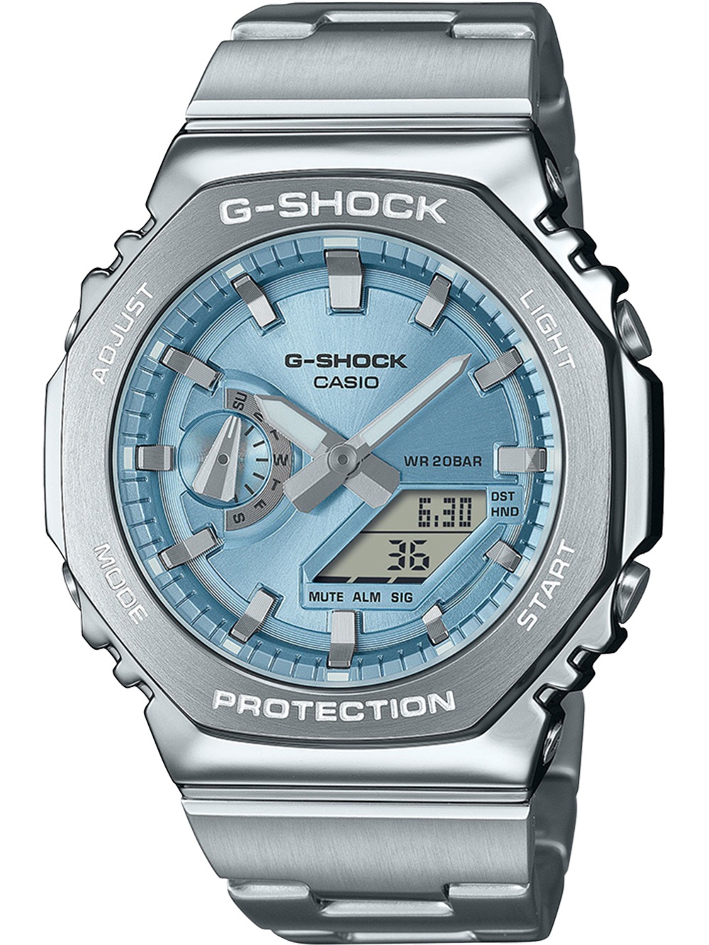 4549526383540 - Chronograph CASIO G-SHOCK Armbanduhren silberfarben hellblau grau Herren Quarzuhr Armbanduhr Herrenuhr Edelstahlarmband Stoppfunktion 4549526383540 - Chronograph CASIO G-SHOCK Armbanduhren silberfarben hellblau grau Herren Quarzuhr Armbanduhr Herrenuhr Edelstahlarmband Stoppfunktion