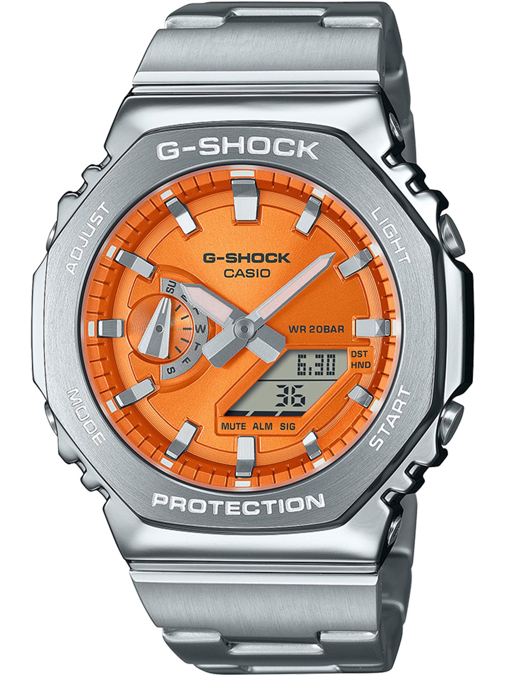 4549526383694 - Chronograph CASIO G-SHOCK Armbanduhren silberfarben orange grau Herren Quarzuhr Armbanduhr Herrenuhr Edelstahlarmband Stoppfunktion 4549526383694 - Chronograph CASIO G-SHOCK Armbanduhren silberfarben orange grau Herren Quarzuhr Armbanduhr Herrenuhr Edelstahlarmband Stoppfunktion