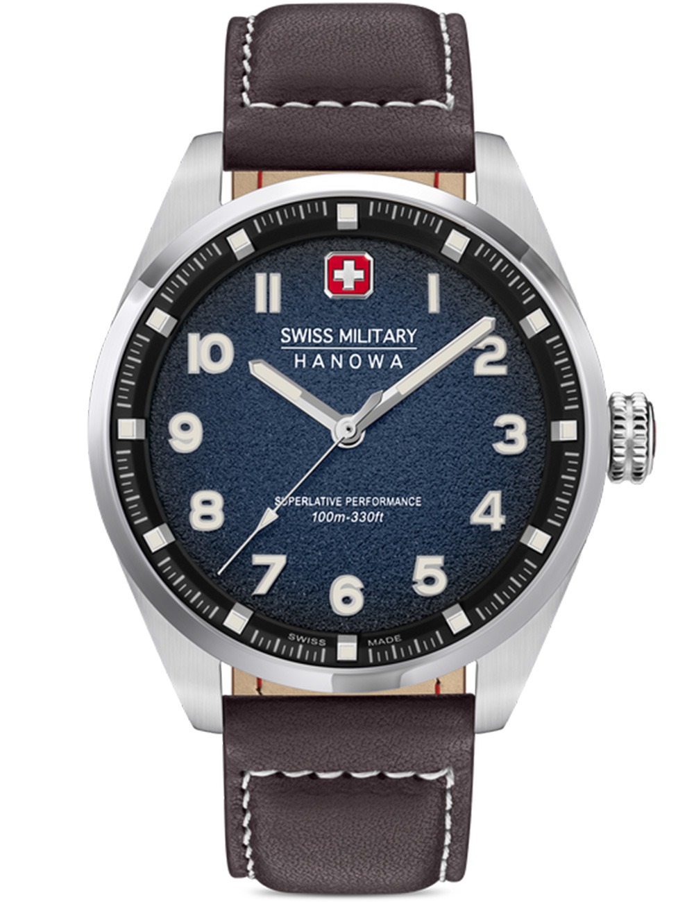 7620958010024 - Mens Analog Wristwatch Leather Stainless Steel Blue Brown Armbanduhr Herren Uhr Chronograph Zeitmesser