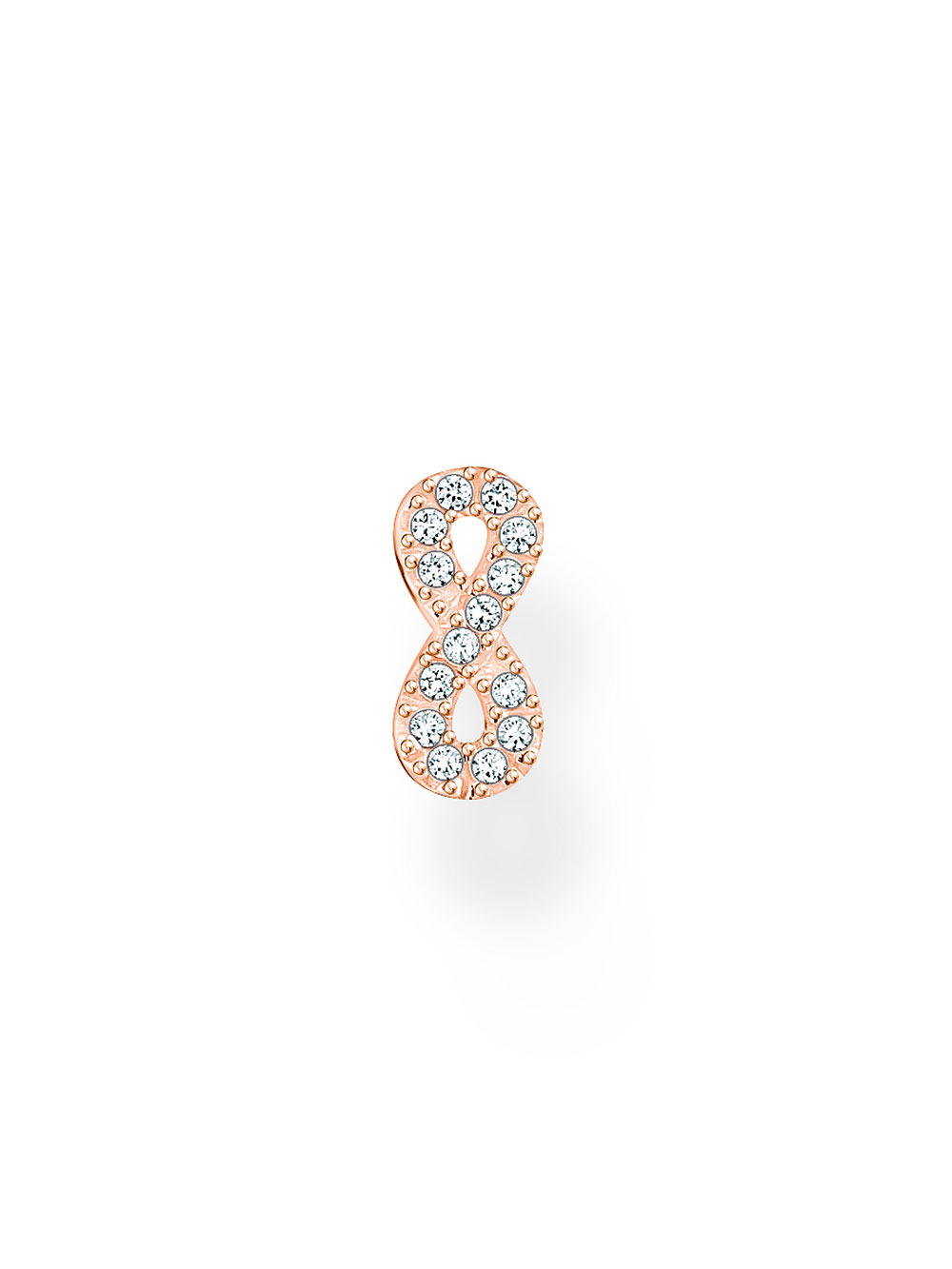 4051245550658 - Einzel Ohrstecker Infinity mit weißen Steinen verroségoldet 4051245550658 - Einzel Ohrstecker Infinity mit weißen Steinen verroségoldet
