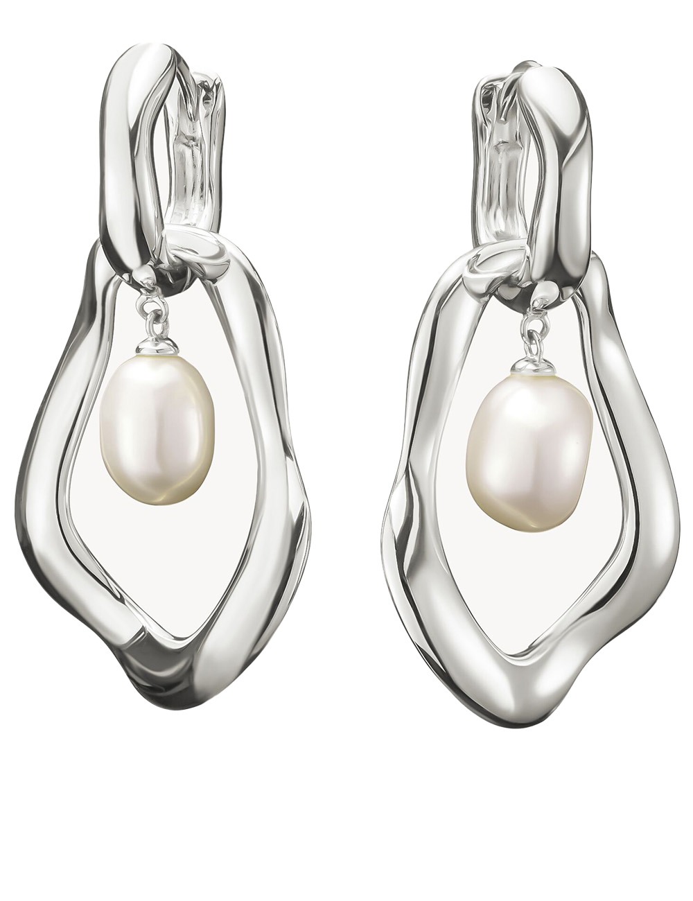 4051245607581 - H2321-082-14 Creolen mit Perlen-Anhänger Natural Beauty Silber Damen 4051245607581 - H2321-082-14 Creolen mit Perlen-Anhänger Natural Beauty Silber Damen