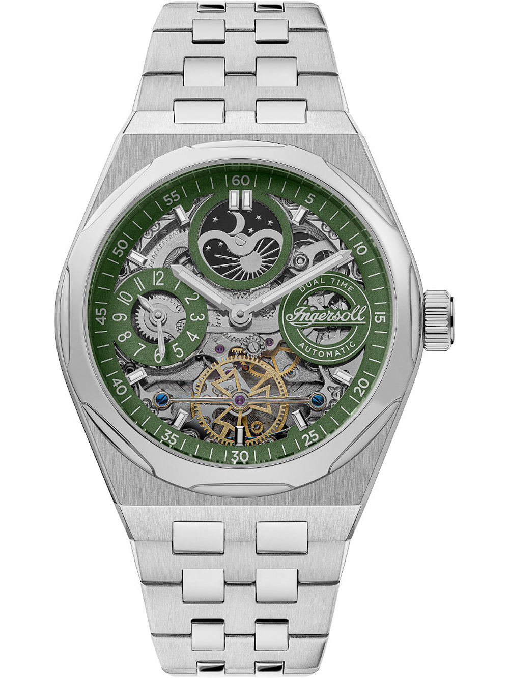 5013348514547 - INGERSOLL Automatikuhr The Broadway Dual Time silber onesize Herren Skelettiertes Zifferblatt 43 I12905 5013348514547 - INGERSOLL Automatikuhr The Broadway Dual Time silber onesize Herren Skelettiertes Zifferblatt 43 I12905