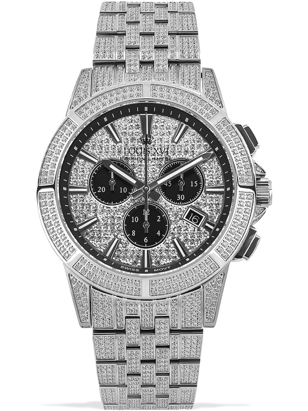 7640172147566 - LXVI1122 Majeste Full Iced Chronograph Herrenuhr 43mm 5ATM 7640172147566 - LXVI1122 Majeste Full Iced Chronograph Herrenuhr 43mm 5ATM