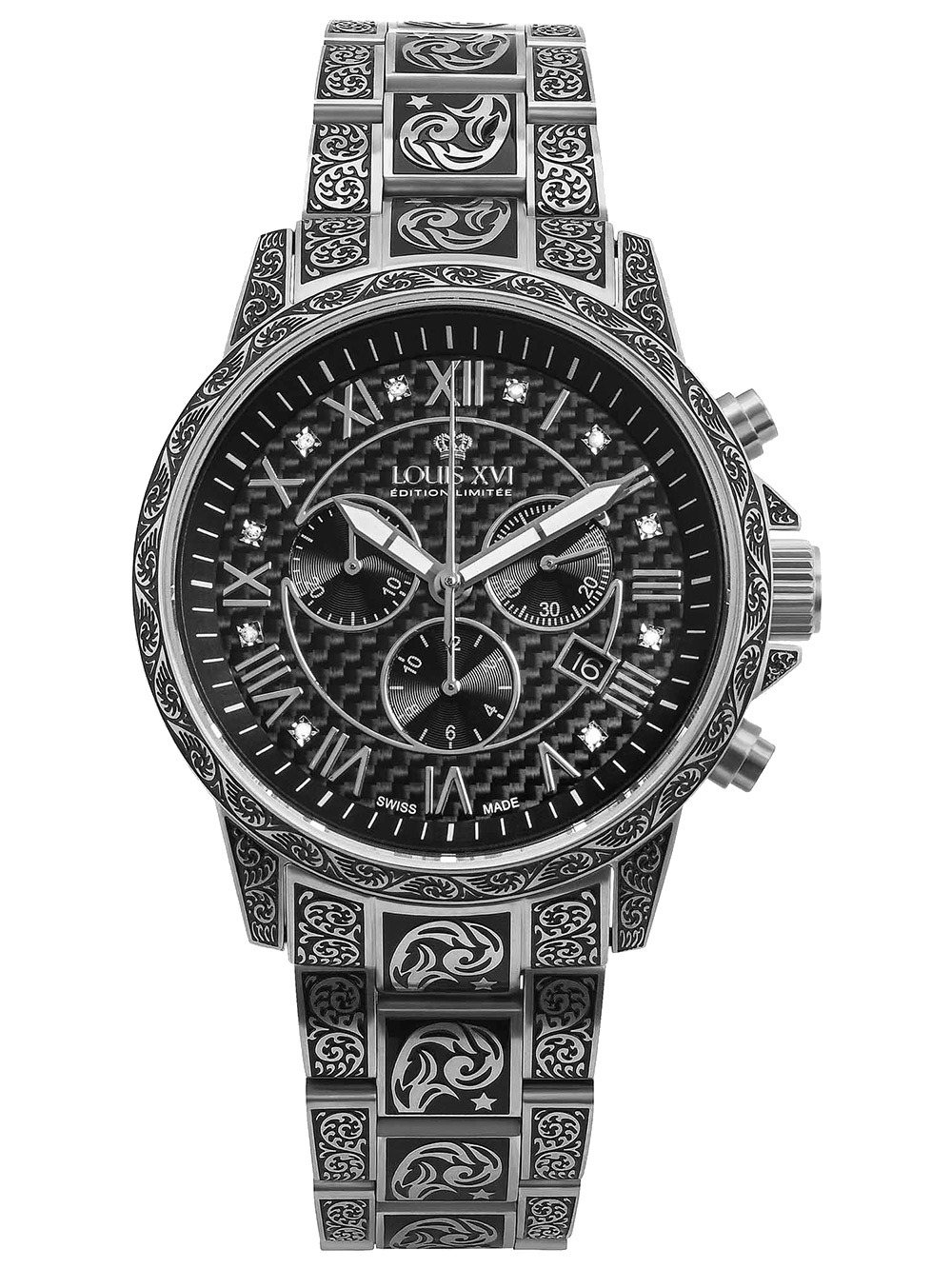 7640172148112 - Louis XVI LXVI1722 Herrenuhr Palais Royale Inked Diamond 43mm 10ATM