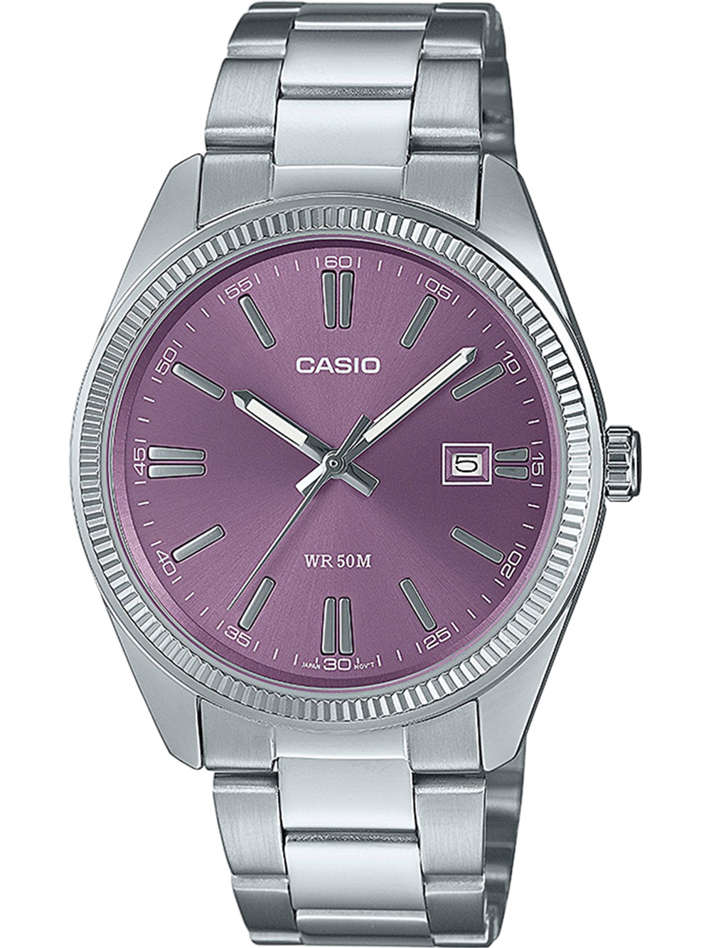 4549526371165 - Quarzuhr CASIO TIMELESS COLLECTION Armbanduhren silberfarben (edelstahlfarben lila) Damen Armbanduhr Herrenuhr Damenuhr analog Datum Neo-Display 4549526371165 - Quarzuhr CASIO TIMELESS COLLECTION Armbanduhren silberfarben (edelstahlfarben lila) Damen Armbanduhr Herrenuhr Damenuhr analog Datum Neo-Display