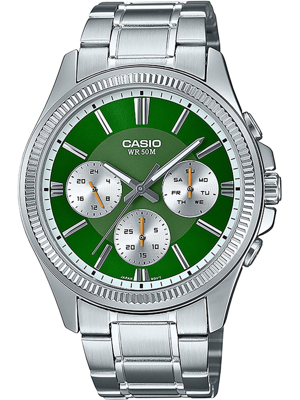 4549526382666 - Quarzuhr CASIO TIMELESS COLLECTION Armbanduhren silberfarben (edelstahlfarben grün) Herren Armbanduhr Herrenuhr Edelstahlarmband analog Tag Wochentag 4549526382666 - Quarzuhr CASIO TIMELESS COLLECTION Armbanduhren silberfarben (edelstahlfarben grün) Herren Armbanduhr Herrenuhr Edelstahlarmband analog Tag Wochentag