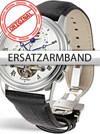 Perigaum Ersatzband schwarz 24 mm mit Faltschließe silber