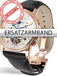 Perigaum Ersatzband schwarz 24 mm mit Faltschließe rosé