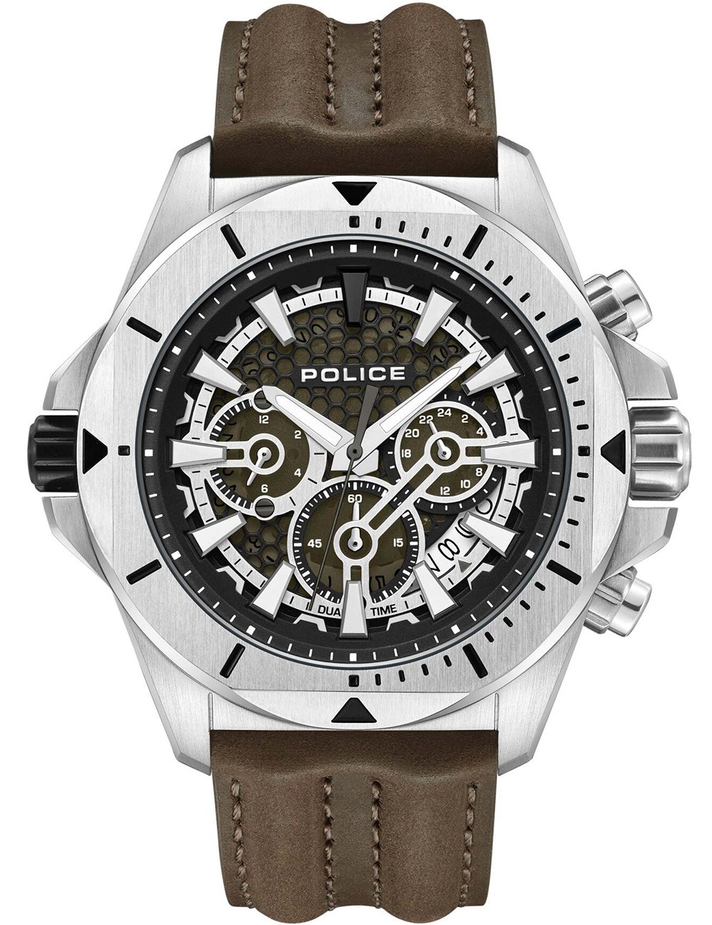 4894816145583 - Herren Chronograph Uhr Leder Armband Braun Silber 42 mm Herrenuhr Chronographen Herrenuhren