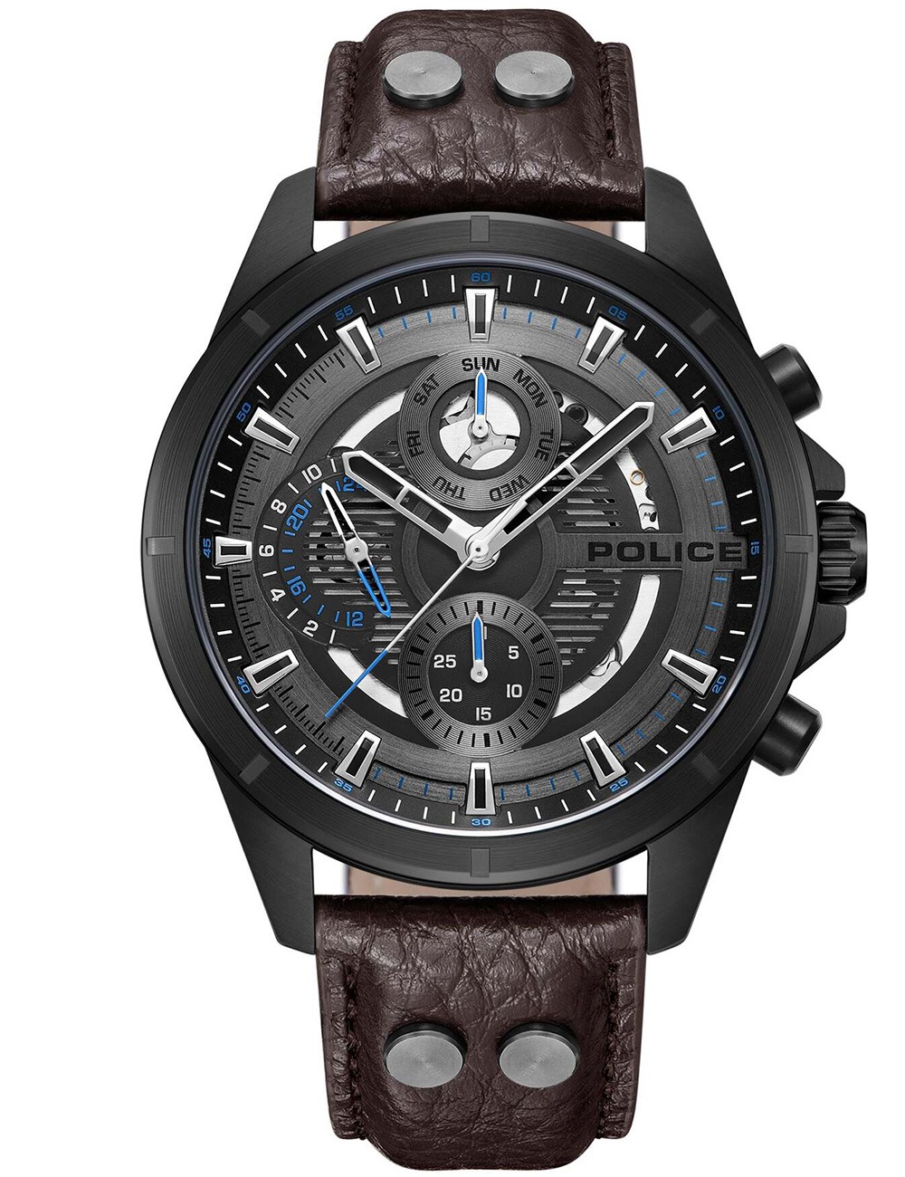 4894816091354 - Multifunktionsuhr POLICE MALAWI PEWJF0004602 Armbanduhren braun Herren Quarzuhren Armbanduhr Quarzuhr Herrenuhr Datum