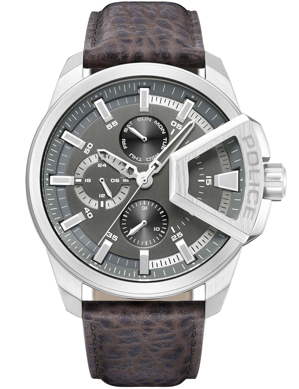 4894816091033 - Herren Chronograph Uhr Leder Armband Grau Braun 44mm - Herrenuhr Chronograph Armbanduhr 4894816091033 - Herren Chronograph Uhr Leder Armband Grau Braun 44mm - Herrenuhr Chronograph Armbanduhr