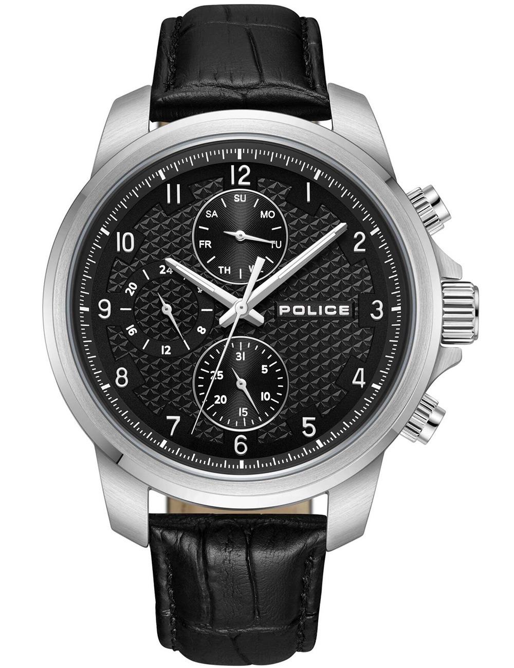 4894816123246 - Herren Armbanduhr Leder Schwarz Chronograph Herrenuhr Analog Quarz Uhrzeit Datum Armbänder