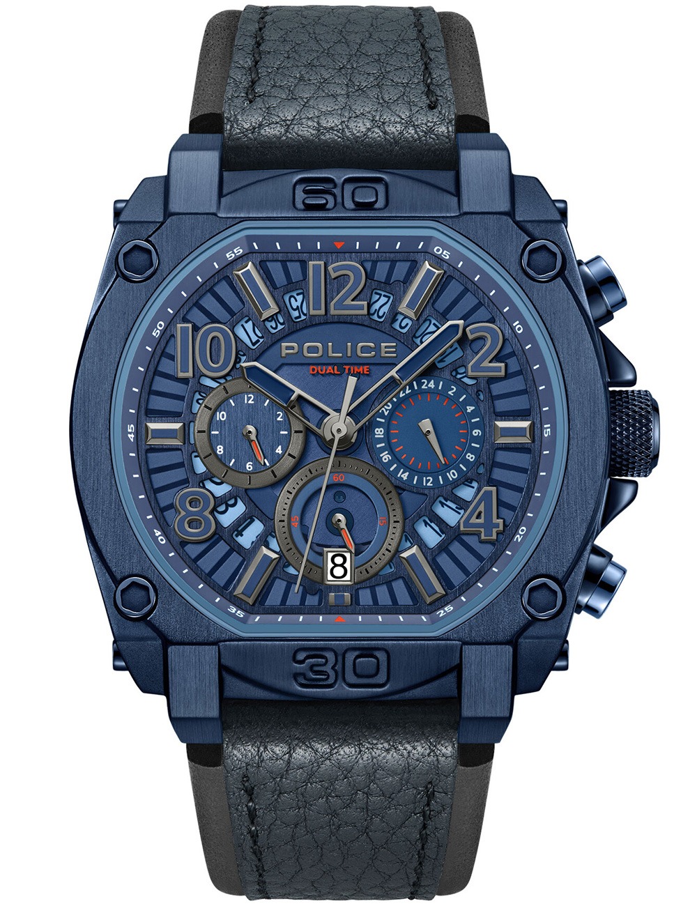 4894816127893 - Herren Armbanduhr Analog Chronograph Leder Blau 44 mm Herrenuhr - Zeitmesser - Uhren