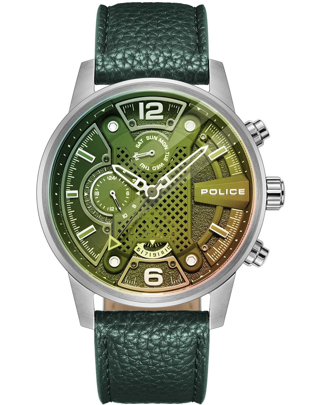 4894816060619 - Herren Armbanduhr Analog Leder Grün 42mm Chronograph Herrenuhr Uhren