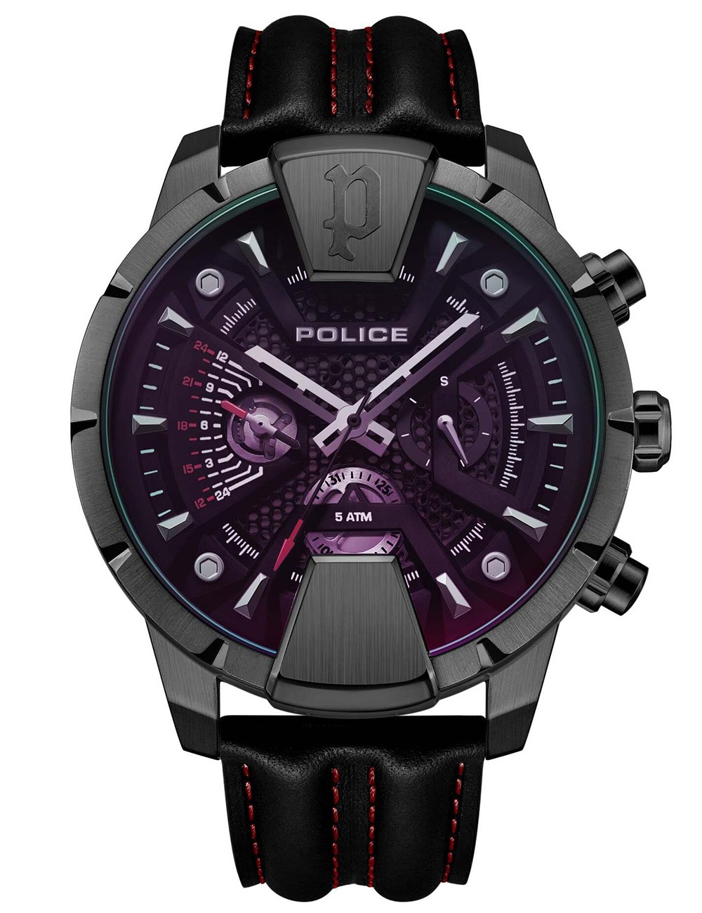4894816060688 - Herren Armbanduhr Chronograph Leder Schwarz 44mm Analog Quarz Herrenuhren Sportuhr